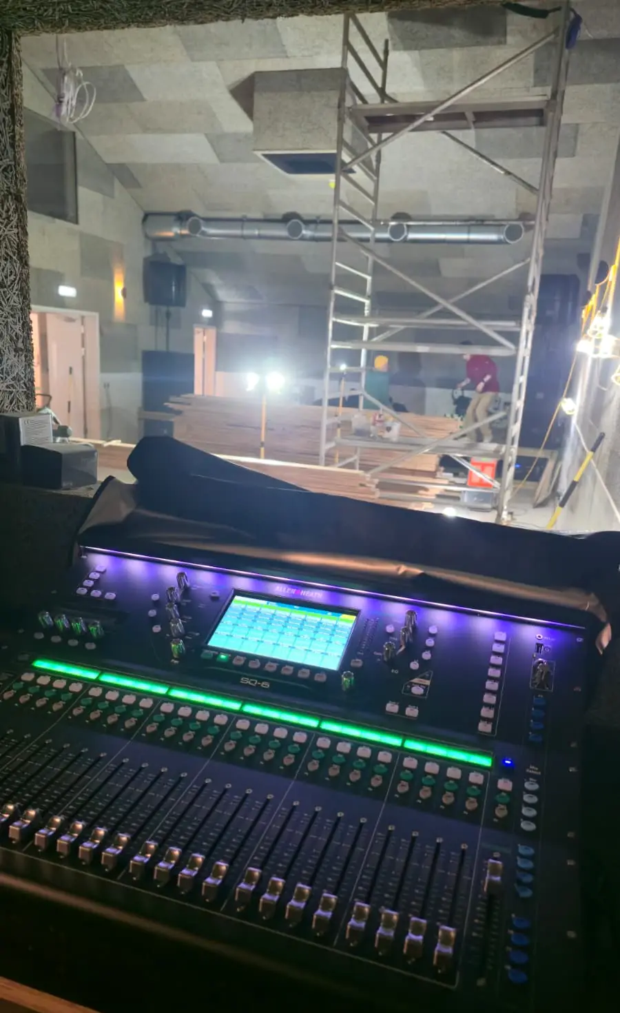 Allen and Heath digital mixing console controlling The Ruze audio system during installation